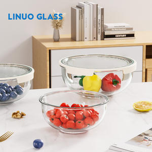 Cuencos de ensalada de frutas multifuncionales para Cocina Casera LINUO, cuenco para servir de vidrio de borosilicato grande con tapa - Product Image 5