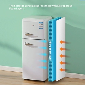 Chigo Retro Kleine Huishoudelijke Koelkast Dubbele Deur Nostalgische Koeling Vriesfunctie <span class=keywords><strong>Mini</strong></span> Huurwoning Automatische Ontdooiing Energiezuinig - Product Image 4