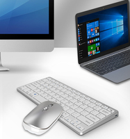 2.4G Wireless BT Keyboard Mouse Combo Isi Ulang Mini 1600 DPI Set Ergonomis untuk Laptop PC Tersedia di Stok