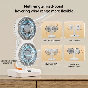 Double Head Desktop Oscillating <strong>Fan</strong> USB Rechargeable 4000mAh Battery Powered <strong>Portable</strong> Automatic Rotating Table <strong>Fan</strong> 4 Gear Wind - Product Image 2