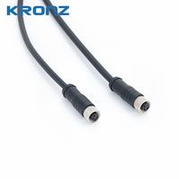 Connecteur de capteur circulaire étanche IP67 KRONZ M8 à 3 broches femelles, pré-moulé, à câblage droit