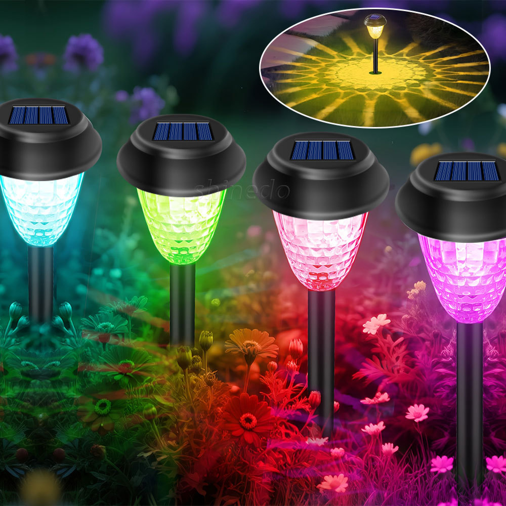 RGB Color Changing LED Solar Lawn Light Outdoor IP65 Waterproof Outdoor Landscape Decorative Solar Powered Garden Path Light