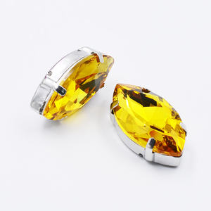 Usine directe 7X15mm métal réglage Navette <span class=keywords><strong>verre</strong></span> pierres topaze couleur or coudre sur métal réglage <span class=keywords><strong>verre</strong></span> strass - Product Image 1