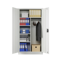 Armoire de rangement de bureau moderne à double porte haute avec serrure à 3 points, design peu encombrant, étagères réglables pour la maison, le bureau ou l'hôpital