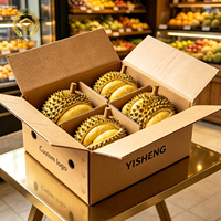 Robuuste, duurzame, milieuvriendelijke, herbruikbare golfkartonnen verpakking met aangepaste bedrukking voor durian fruit, anti-stoot.