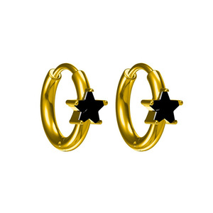 Pendientes de Aro con Estrella de Acero Inoxidable Chapados en Oro |   Aros Ligeros con Cristales de Colores en Forma de Estrella para Mujer |   Hipoalergénico - Product Image 5
