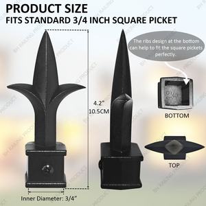 Majestic 3/4 ''Valla de aluminio Lanza Finials Texturizado Negro Europeo Lujo Clásico Villa Driveways Trellis Powder Yard Fences - Product Image 2
