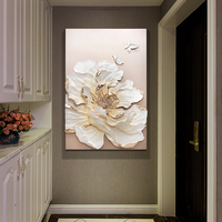Peinture à l'huile 3D Relife, fleurs, résine + matériau HDF, 80x120cm, style ROMAN, peinture à la main, décoration murale de luxe pour le salon
