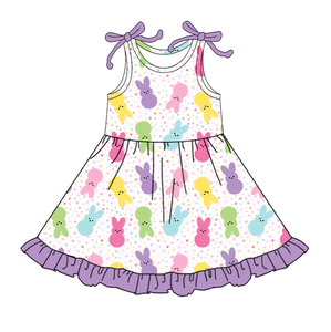 Tenues pour filles enfants avec short et robe à volants sur le thème du lapin de Pâques, vêtements pour enfants en gros, nouveaux styles - Product Image 3