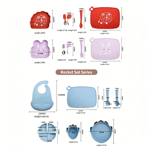 Ensemble d'assiettes pour bébé en silicone multicolores, sans BPA, avec fourchette <span class=keywords><strong>et</strong></span> cuillère - Product Image 5