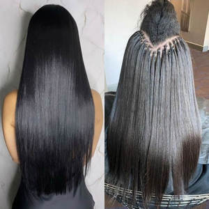 Extensiones <span class=keywords><strong>de</strong></span> Cabello Humano Remy con Plumas Indias Tejidas a <span class=keywords><strong>Mano</strong></span>, Calidad <span class=keywords><strong>de</strong></span> Salón, 1g por Mechón, Trama Invisible para Crochet - Product Image 6