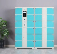 Armoire de rangement électronique intelligente d'extérieur moderne casier en acier et métal HPL bois pour centre commercial salle de sport stockage de colis