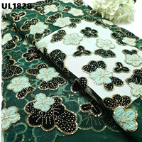 Tissu en dentelle de velours brodé de paillettes et de perles faites à la main, style bolivien, dentelle française pour robes de mariée et de soirée
