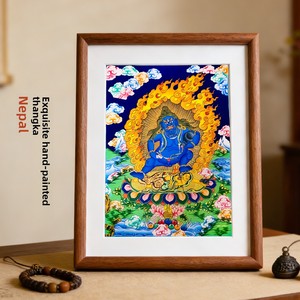 Pintura Budista Thangka Pintada a Mano, Diosa Negra de la Riqueza, <span class=keywords><strong>Señor</strong></span> de los Tesoros, Exquisita Tela de Algodón Chino, Altar sin Marco - Product Image 3