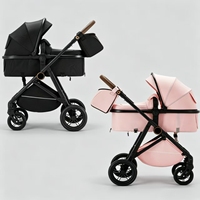 Carrito de Paseo para Niños, 2 en 1, Plegable, con Toldo, Asientos Extraíbles y Gran Espacio de Almacenamiento para Viajes