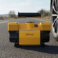 Compresseur d'air portable 12V pour pneus de voiture, robuste, de qualité supérieure, en métal, à double cylindre, pompe de gonflage automatique avec manomètre