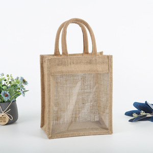 Meilleures ventes Fabrication en vrac Tissu organique Hello Weekend Imprimé, Sac de plage en jute noir Taille Sacs en jute pour le shopping/ - Product Image 1