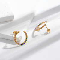 Pendientes MaiNa Exotic Chic de acero inoxidable para mujer, incrustaciones multicolores tipo gemas, aretes modernos, adornos para fiestas