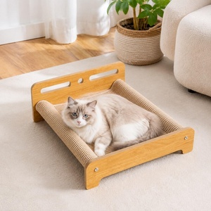 Lit-griffoir pour chats d'intérieur, cadre en bois, plateau en sisal, hamac en bois pour animaux de compagnie, multifonctionnel et - Product Image 4