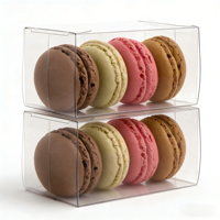 Boîte cadeau carrée transparente en PET personnalisée, matériaux recyclés, revêtement UV, logo/design graphique OEM, qualité alimentaire, autocollants certifiés ISO