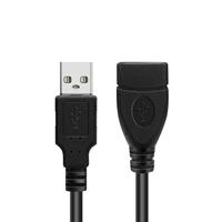 Câble d'extension USB noir mâle vers femelle de 1,5 m, adaptateur de données M/F, câble d'imprimante USB, prix d'usine
