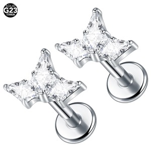 Mũi nhẫn Daith kiểu dáng thanh lịch, bạc, thiết kế cánh hoa, mạ PVD, ren trong, unisex, thời trang, hợp xu hướng, cưới hỏi, hợp kim titan đạt chuẩn ASTM-F-136 - Product Image 1