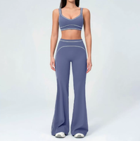 Ensemble de yoga pour femmes : soutien-gorge de sport, débardeur et pantalon long, séchage rapide, pour la course en extérieur et la gym
