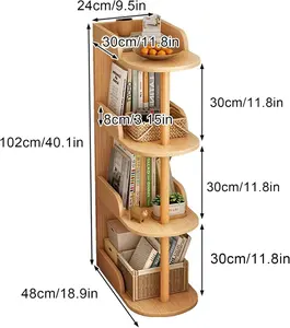 Scaffale in legno autoportante per libreria ad angolo a parete organizzatore di archiviazione per espositore aperto per piante per Home Office