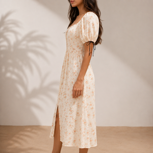 Wholesale Women's Floral Print Knee-Length Sleeveless A-Line Office <b>Dress</b> Tight Waist O-Neck 100% VISCOSE Washable Breathable - Product Image 4