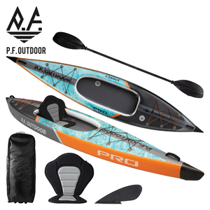 Bateaux gonflables UV double couche personnalisés en usine avec logo, pour kayak, canoë de pêche, rame, 1 personne, avec aileron détachable PF02/3 Nouveauté - Product Image 6