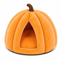 YAOYUE Nid de chat en peluche en forme de citrouille, lit de sommeil profond, maison pour animaux de compagnie chaude et confortable avec rembourrage en coton PP S M L