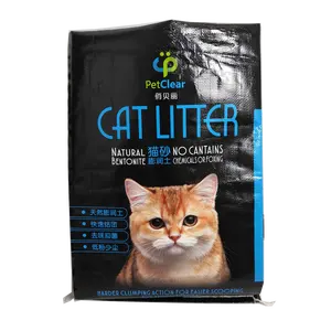 2024 kantung sampah kucing kustom pabrik grosir dapat didaur ulang anti-lembab kotoran kucing PP kantong kemasan anyaman untuk kucing pasir pemasok
