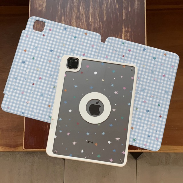 Plaid Stars Design for IPad 2025 10.2-Inch Flat Protective Cover for Air 11/10.9/10/13 Models with Magnetic Separation Model