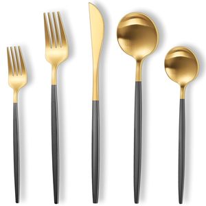 Juego de cubiertos de metal de alta resistencia de diseño ergonómico duradero y ligero Ideal para cenas familiares restaurantes y servicios de catering - Product Image 1