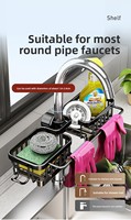 Étagère de rangement en acier au carbone à fixer sur robinet, organiseur d'évier de cuisine avec design égouttoir, style moderne et minimaliste pour la vaisselle à domicile