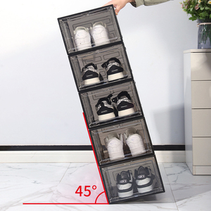 Boîte de rangement empilable transparente moderne pour chaussures étagères pliables armoire en plastique Caja Para Zapatos présentoir transparent pour chaussures - Product Image 5
