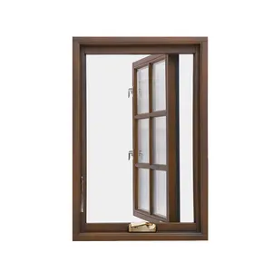 Traditional Design Large Size Best Quality Wood Finished Crank Open Casement Windows