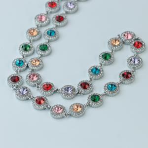 Vefiery Jewelry Mixed Style CZ Tennis Necklaces Gold & Silver Plated Stainless Steel Multicolor Stone Adjustable <b>Chain</b> Necklaces - Product Image 4