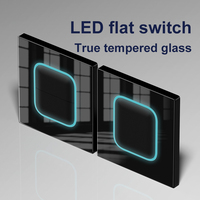 Interrupteurs Muraux Électriques de Luxe Universels en Verre Trempé Blanc 1 2 3 4 Gangs, Noir Gris avec Ouverture LED