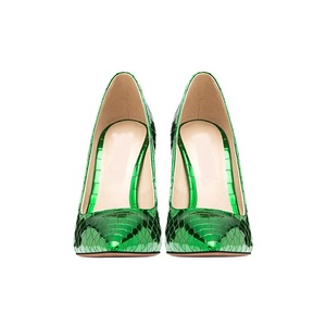 Zapatos de Tacón Súper Alto para Mujer, Diseño Cabrite Verde Brillante, Cierre Deslizante Delgado, Transpirables y Antideslizantes para Invierno - Product Image 4