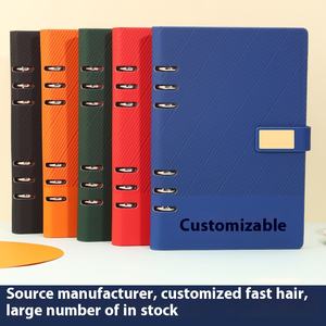 مجموعة زجاجات يوميات فاخرة للأعمال الترويجية قابلة للتخصيص من جلد البولي يوريثان دفتر ملاحظات بحلقة A5 مع قلم وUSB - Product Image 6