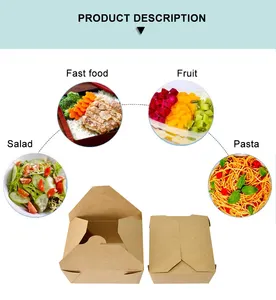 Aanpasbare 9 12 Inch Eco Biologisch Afbreekbare Wegwerp Afhaalmaaltijden Verpakking Papier Lunch Sandwich Doos