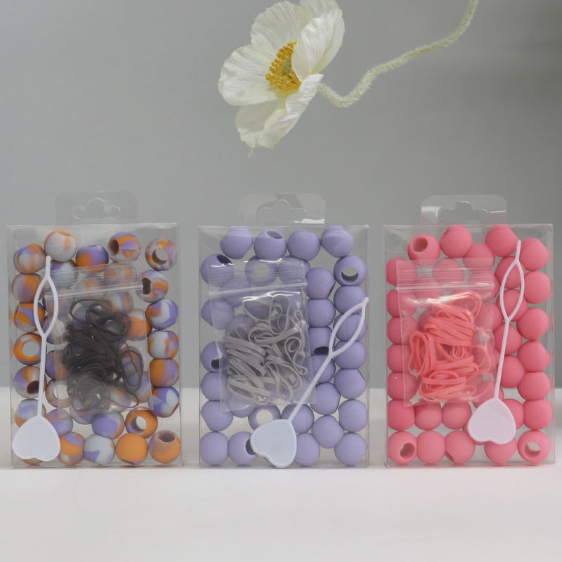 Colorful Hair Beads Kit Soft Silicone Rubber Hair Beads Braiding Hair Accessories Extention for Girls