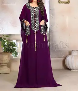 2019 preços de fábrica islâmico roupas vestuários das mulheres bolsos frontais indiano mangas compridas fantasia dubai abaya kaftan vestido muçulmano
