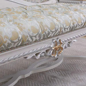 Lit de princesse bleu moderne palais romantique sculpté français pour chambre principale lit double lit de mariage chambre à coucher villa - Product Image 2