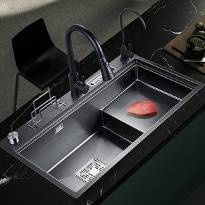 Évier de cuisine simple en acier inoxydable SUS304, évier à vaisselle et à légumes, évier épaissi grande capacité - Product Image 1