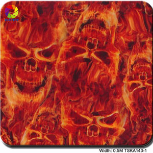 Tsautop <strong>Hydrographic</strong> 50cm Skull&amp;Flame <strong>Pattern</strong> PVA Film for Plastic &amp; Metal Water Transfer Printing <strong>Dipping</strong> Film - Product Image 1