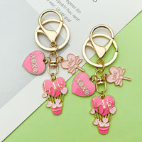 Soododo Série Saint-Valentin transfrontalière Porte-clés en alliage avec pendentif cœur, goutte d'huile et rose, Breloque de sac tendance style femme de bureau