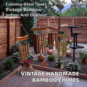 Campanas de Viento de Bambú Hechas a Mano, Estilo Art Deco Vintage, de Varios Tamaños, Naturales, para Jardín Exterior, Sonido Profundo, Conmemorativas, Fácil Instalación en Pared - Product Image 2
