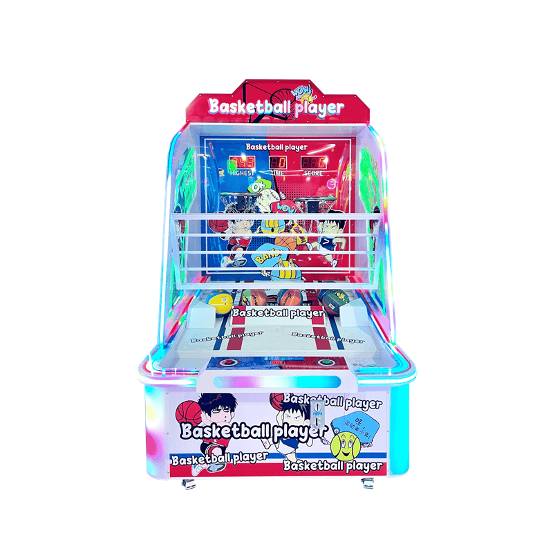 Coin Operated Indoor Amusement Center Basketball Shooting Game Machine with 1-Year Warranty for Kids 2-Player Plastic English